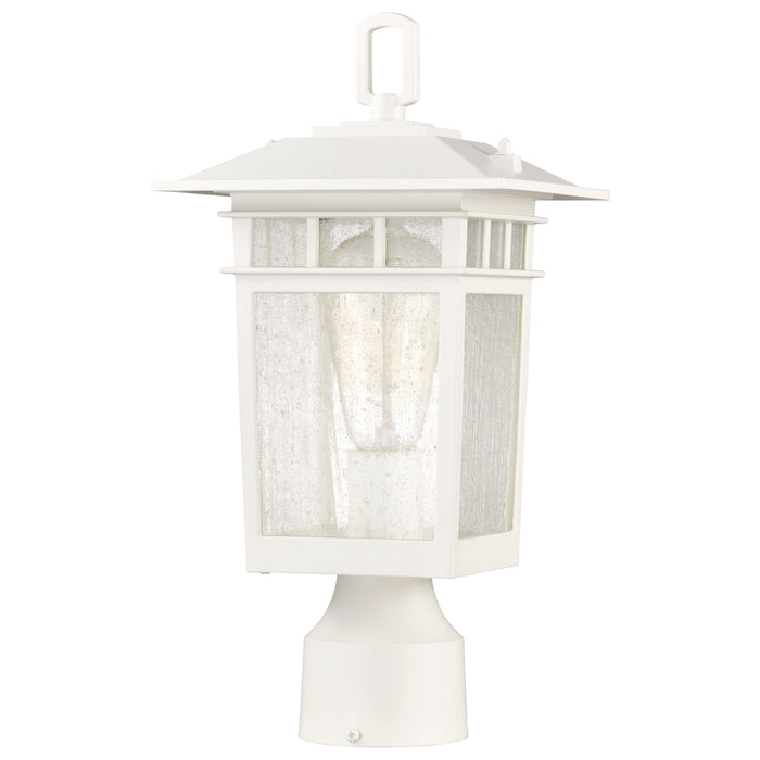 SATCO/NUVO Cove Neck Outdoor Small Post Lantern 1 Light White Finish Clear Seeded Glass (60-5954)
