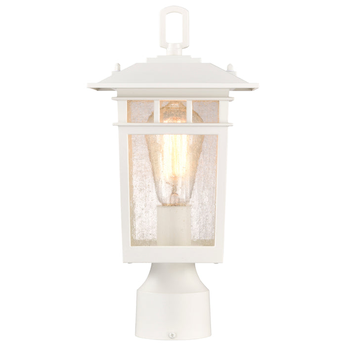 SATCO/NUVO Cove Neck Outdoor Small Post Lantern 1 Light White Finish Clear Seeded Glass (60-5954)