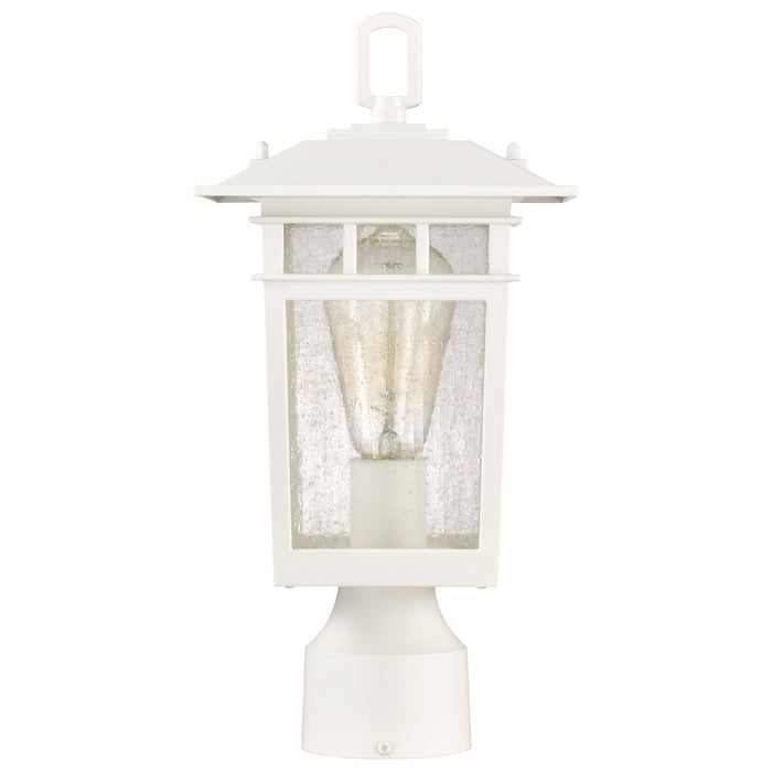 SATCO/NUVO Cove Neck Outdoor Small Post Lantern 1 Light White Finish Clear Seeded Glass (60-5954)