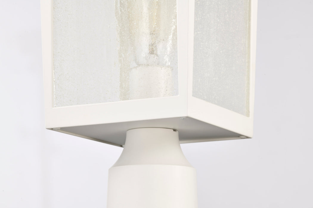 SATCO/NUVO Cove Neck Outdoor Small Post Lantern 1 Light White Finish Clear Seeded Glass (60-5954)