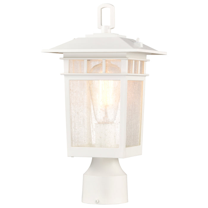 SATCO/NUVO Cove Neck Outdoor Small Post Lantern 1 Light White Finish Clear Seeded Glass (60-5954)