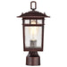 SATCO/NUVO Cove Neck Outdoor Small Post Lantern 1 Light Rustic Bronze Clear Seeded Glass (60-5955)