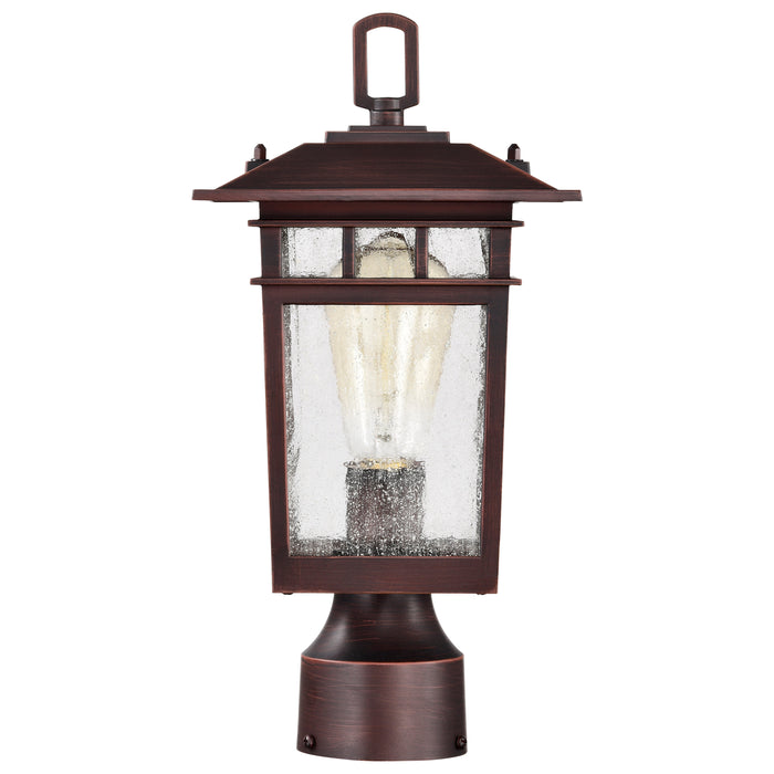 SATCO/NUVO Cove Neck Outdoor Small Post Lantern 1 Light Rustic Bronze Clear Seeded Glass (60-5955)