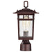SATCO/NUVO Cove Neck Outdoor Small Post Lantern 1 Light Rustic Bronze Clear Seeded Glass (60-5955)