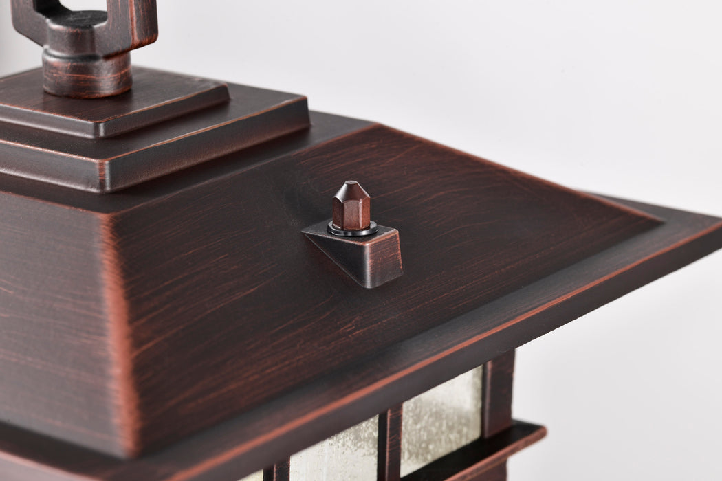 SATCO/NUVO Cove Neck Outdoor Small Post Lantern 1 Light Rustic Bronze Clear Seeded Glass (60-5955)