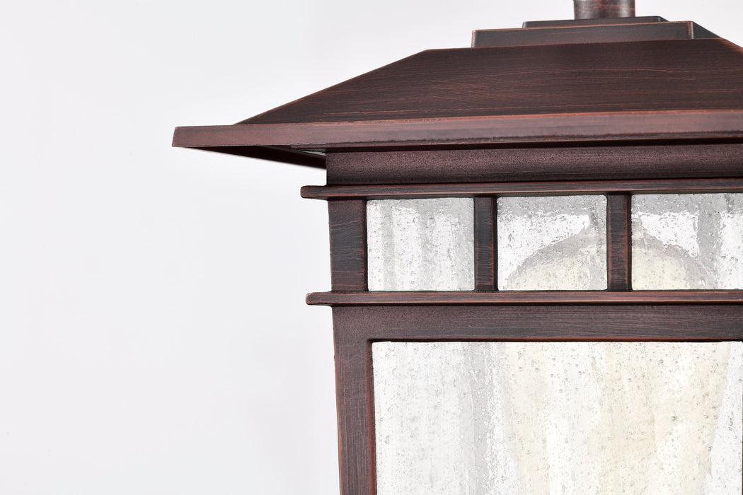 SATCO/NUVO Cove Neck Outdoor Small Post Lantern 1 Light Rustic Bronze Clear Seeded Glass (60-5955)