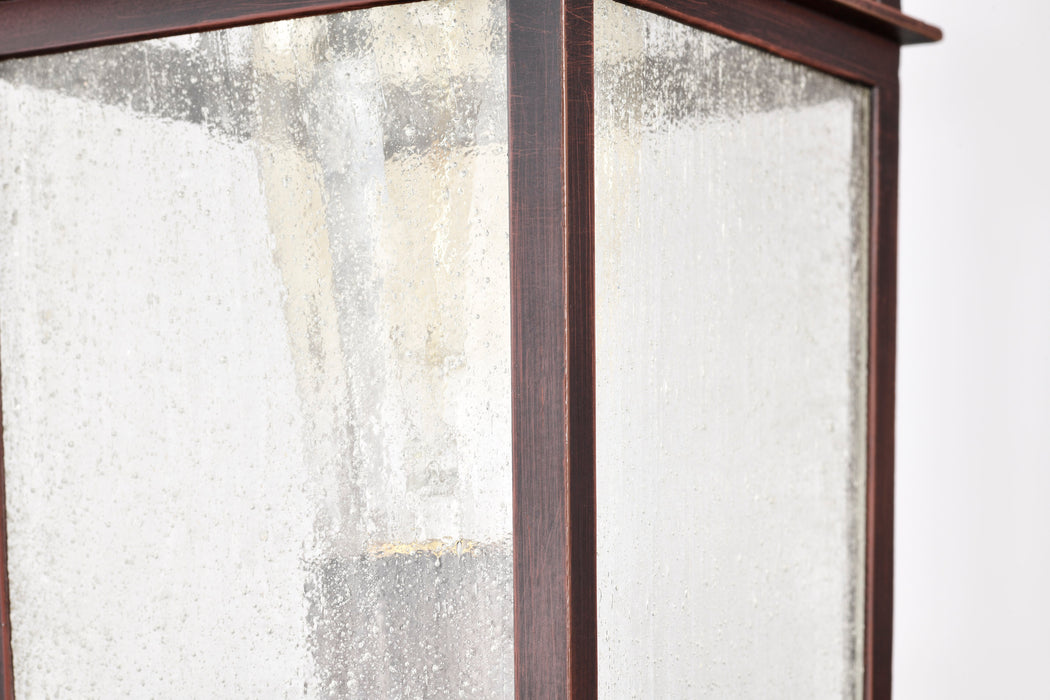 SATCO/NUVO Cove Neck Outdoor Small Post Lantern 1 Light Rustic Bronze Clear Seeded Glass (60-5955)