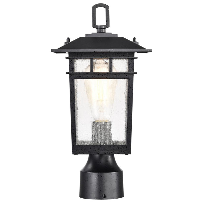 SATCO/NUVO Cove Neck Outdoor Small Post Lantern 1 Light Textured Black Finish Clear Seeded Glass (60-5956)
