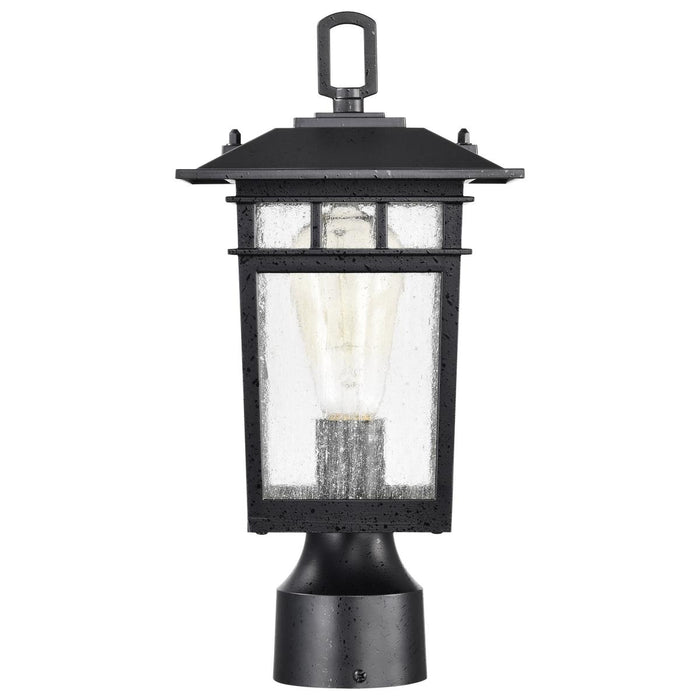 SATCO/NUVO Cove Neck Outdoor Small Post Lantern 1 Light Textured Black Finish Clear Seeded Glass (60-5956)