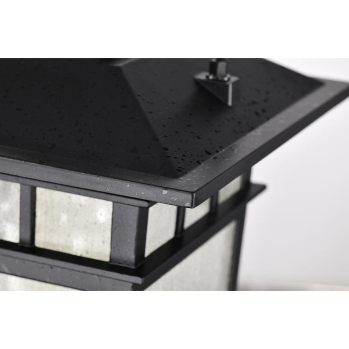 SATCO/NUVO Cove Neck Outdoor Small Post Lantern 1 Light Textured Black Finish Clear Seeded Glass (60-5956)