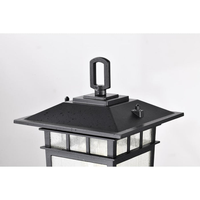 SATCO/NUVO Cove Neck Outdoor Small Post Lantern 1 Light Textured Black Finish Clear Seeded Glass (60-5956)