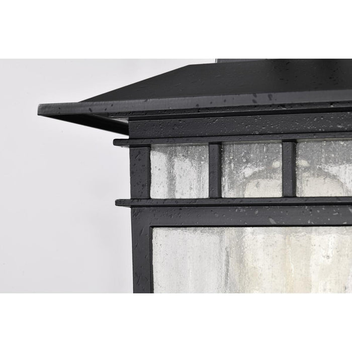 SATCO/NUVO Cove Neck Outdoor Small Post Lantern 1 Light Textured Black Finish Clear Seeded Glass (60-5956)