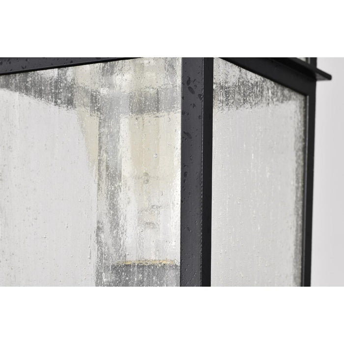 SATCO/NUVO Cove Neck Outdoor Small Post Lantern 1 Light Textured Black Finish Clear Seeded Glass (60-5956)