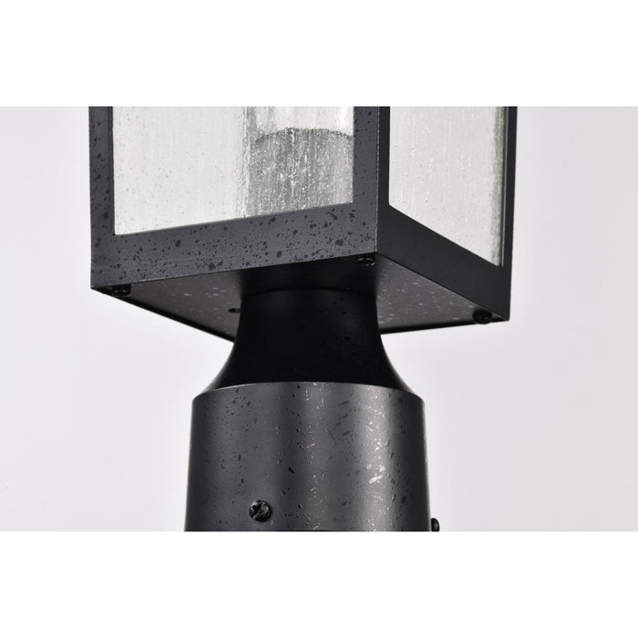 SATCO/NUVO Cove Neck Outdoor Small Post Lantern 1 Light Textured Black Finish Clear Seeded Glass (60-5956)