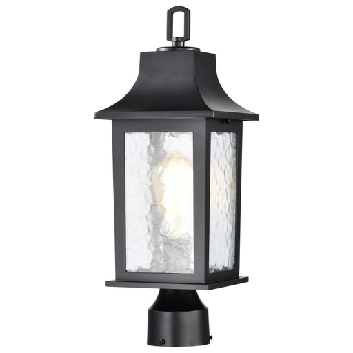 SATCO/NUVO Stillwell Outdoor Post Lantern 1 Light Matte Black Finish Water Glass (60-5957)