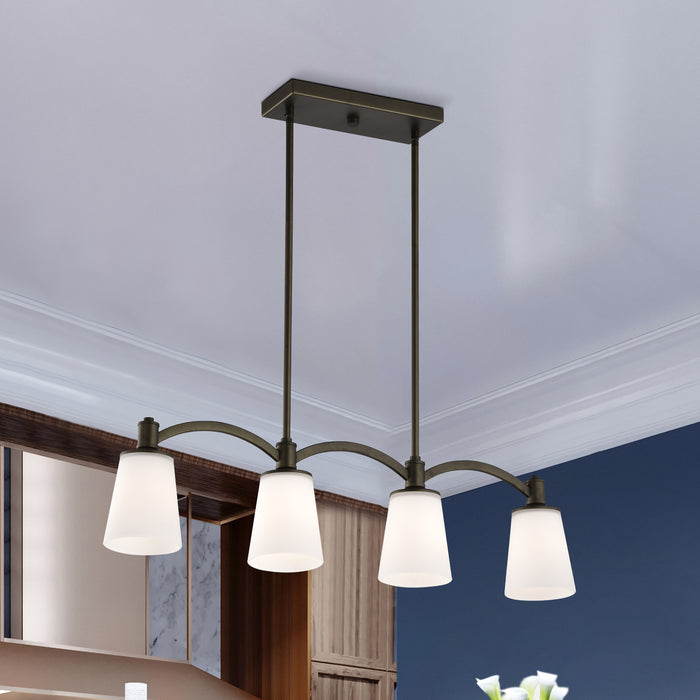 SATCO/NUVO Laguna 4-Light Island Pendant Forest Bronze With White Glass (60-5975)