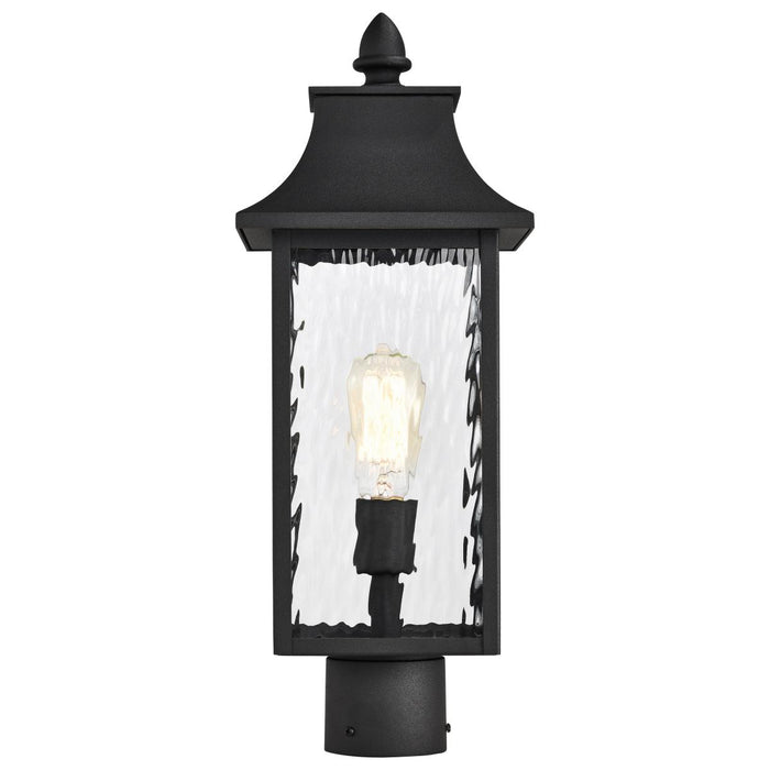 SATCO/NUVO Austen Outdoor Post Lantern 1 Light Matte Black Clear Water Glass (60-5995)