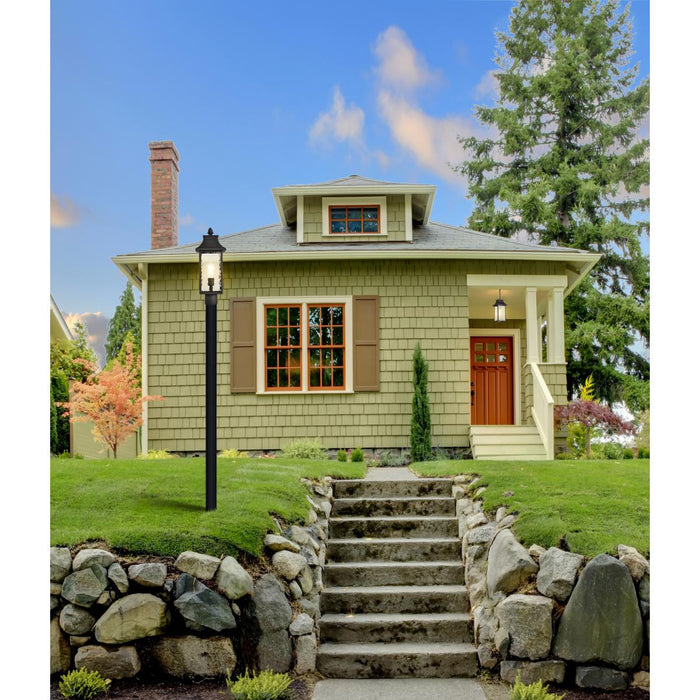 SATCO/NUVO Austen Outdoor Post Lantern 1 Light Matte Black Clear Water Glass (60-5995)