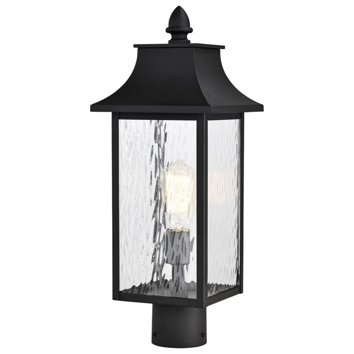 SATCO/NUVO Austen Outdoor Post Lantern 1 Light Matte Black Clear Water Glass (60-5995)