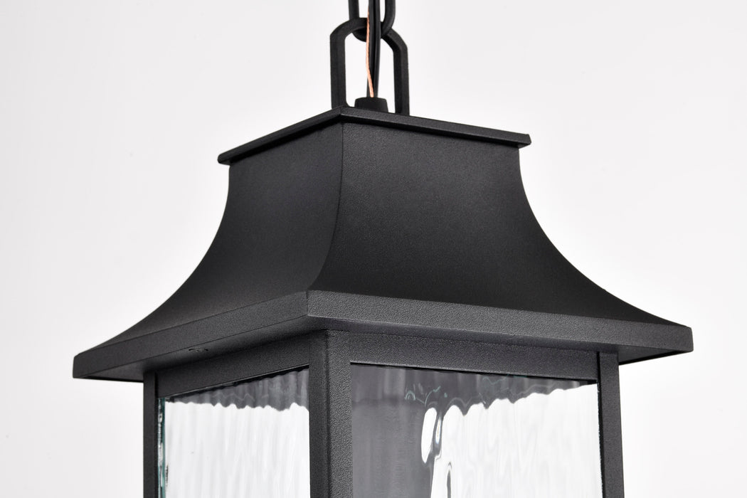 SATCO/NUVO Austen Outdoor Hanging Lantern 1 Light Matte Black Finish Clear Water Glass (60-5996)