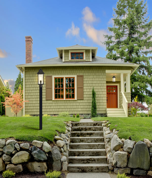 SATCO/NUVO Austen Outdoor Hanging Lantern 1 Light Matte Black Finish Clear Water Glass (60-5996)