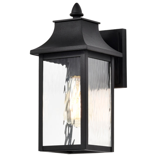 SATCO/NUVO Austen Outdoor Small Wall Lantern 1 Light Matte Black Finish Clear Water Glass (60-5997)