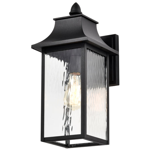 SATCO/NUVO Austen Outdoor Large Wall Lantern 1 Light Matte Black Finish Clear Water Glass (60-5998)