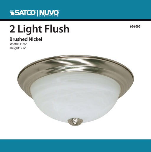 SATCO/NUVO 2-Light 11 Inch Flush Mount Alabaster Glass Color (60-6000)