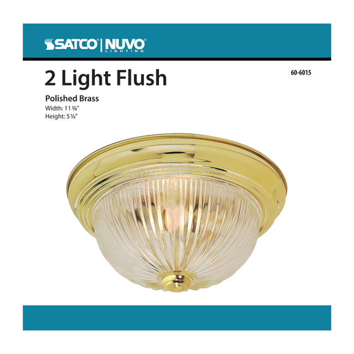 SATCO/NUVO 2-Light 11 Inch Flush Mount Clear Ribbed Glass Color (60-6015)