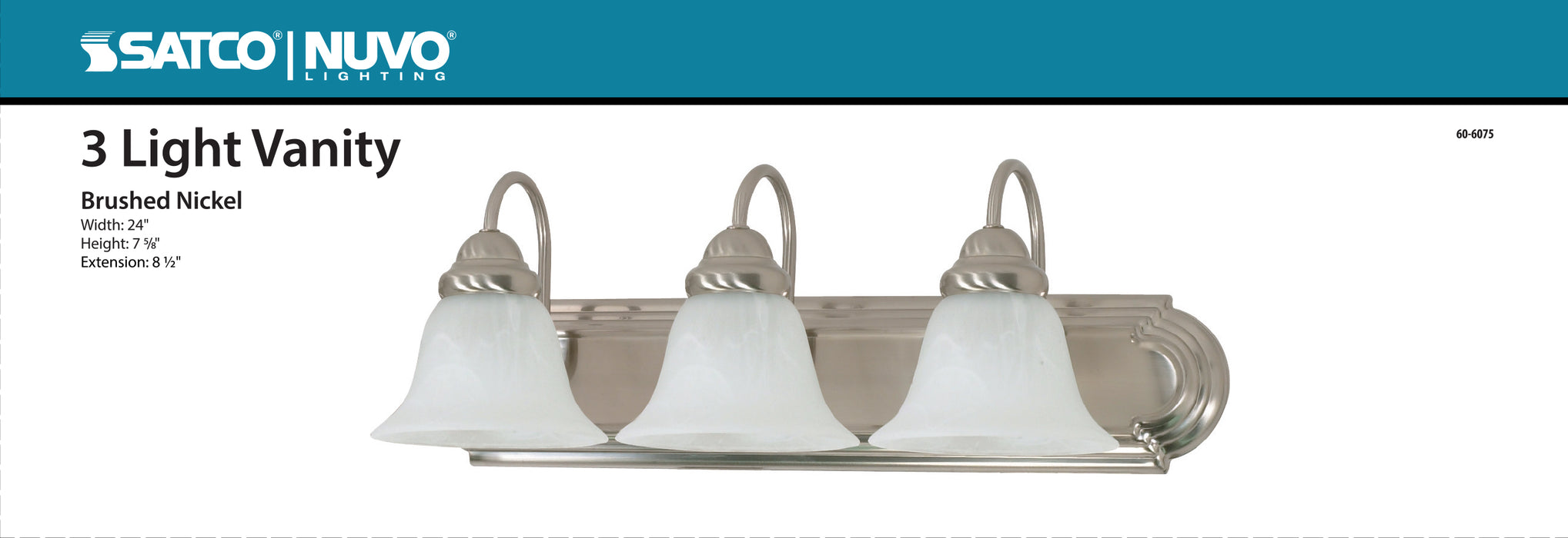 SATCO/NUVO Ballerina 3-Light 24 Inch Vanity With Alabaster Glass Bell Shades Color (60-6075)