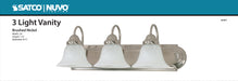 SATCO/NUVO Ballerina 3-Light 24 Inch Vanity With Alabaster Glass Bell Shades Color (60-6075)
