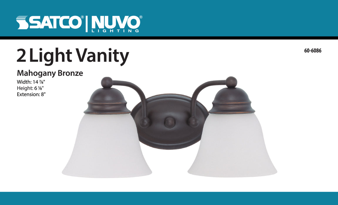 SATCO/NUVO Empire 2-Light 15 Inch Vanity With Frosted White Glass Color (60-6086)
