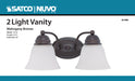 SATCO/NUVO Empire 2-Light 15 Inch Vanity With Frosted White Glass Color (60-6086)