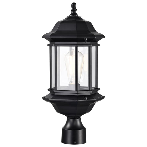 SATCO/NUVO Hopkins Outdoor Large Post Lantern 1 Light Matte Black Finish Clear Glass (60-6115)