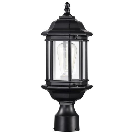 SATCO/NUVO Hopkins Outdoor Small Post Lantern 1 Light Matte Black Finish Clear Glass (60-6116)