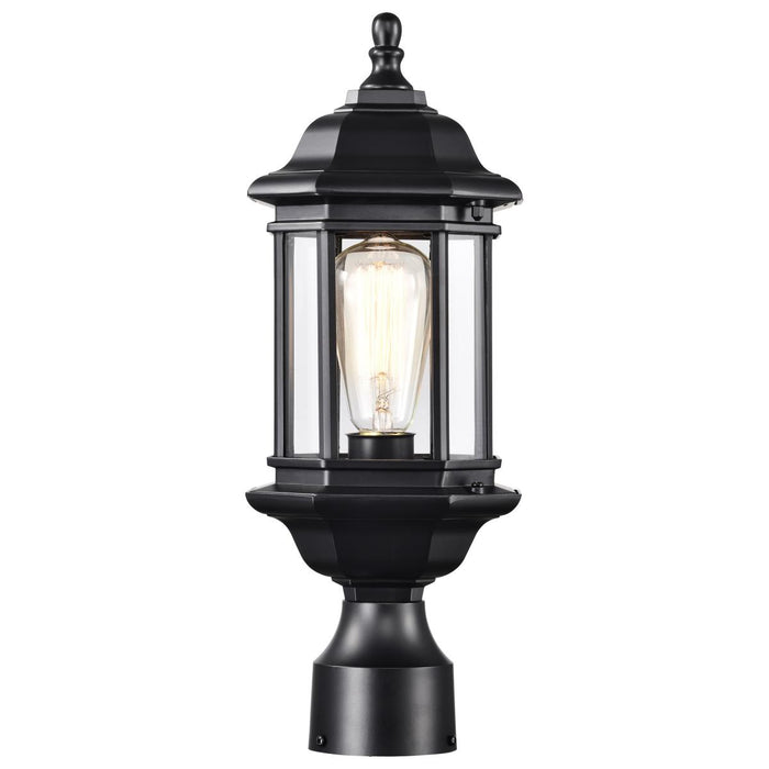 SATCO/NUVO Hopkins Outdoor Small Post Lantern 1 Light Matte Black Finish Clear Glass (60-6116)