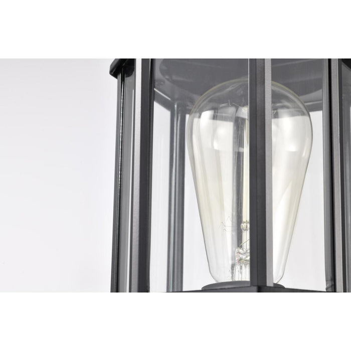 SATCO/NUVO Hopkins Outdoor Small Post Lantern 1 Light Matte Black Finish Clear Glass (60-6116)