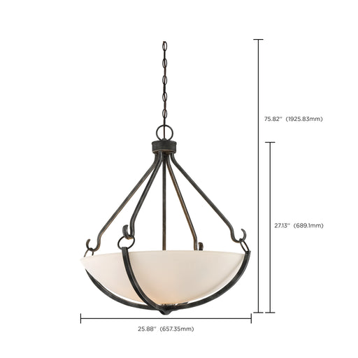 SATCO/NUVO 4-Light Sherwood Pendant Iron Black With Brushed Nickel Accents Finish Frosted Etched Glass (60-6125)