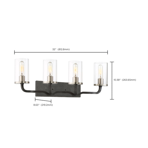 SATCO/NUVO Sherwood 4-Light Vanity 32 Inch Iron Black With Brushed Nickel Accents (60-6129)