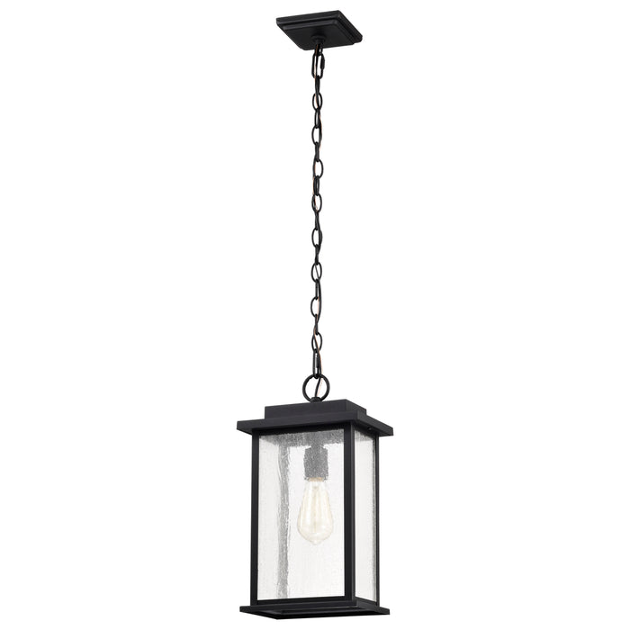 SATCO/NUVO Sullivan Outdoor Hanging Lantern 1 Light Matte Black Finish Clear Seeded Glass (60-7377)