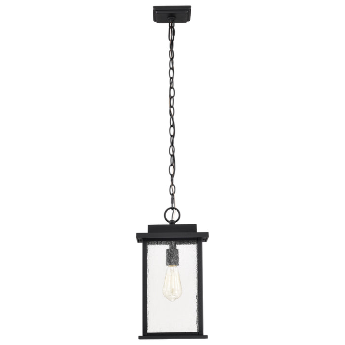 SATCO/NUVO Sullivan Outdoor Hanging Lantern 1 Light Matte Black Finish Clear Seeded Glass (60-7377)