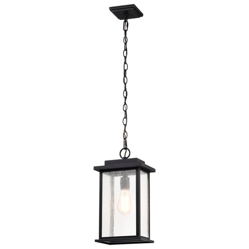 SATCO/NUVO Sullivan Outdoor Hanging Lantern 1 Light Matte Black Finish Clear Seeded Glass (60-7377)