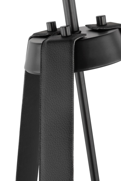 SATCO/NUVO Brewster 3 Light Pendant Black Finish Faux Leather Wrapped Straps White Textile Shade (60-7696)