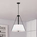 SATCO/NUVO Brewster 3 Light Pendant Black Finish Faux Leather Wrapped Straps White Textile Shade (60-7696)
