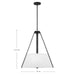 SATCO/NUVO Brewster 3 Light Pendant Black Finish Faux Leather Wrapped Straps White Textile Shade (60-7696)