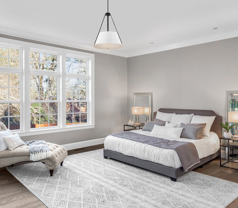 SATCO/NUVO Brewster 3 Light Pendant Black Finish White Metal Shade (60-7697)