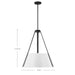 SATCO/NUVO Brewster 3 Light Pendant Black Finish White Metal Shade (60-7697)