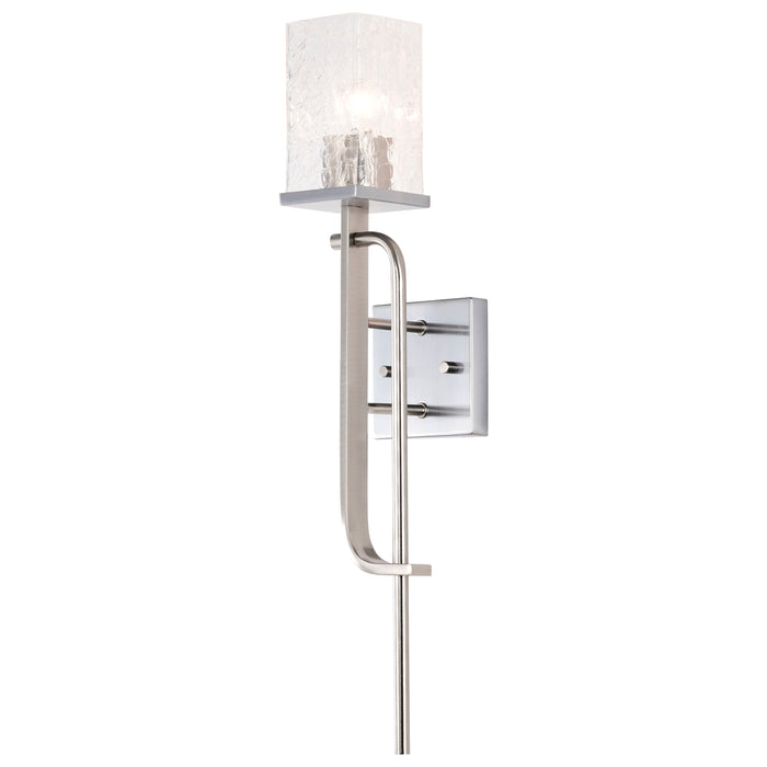 SATCO/NUVO Terrace 1 Light Wall Sconce Polished Nickel Finish Crackel Glass (60-7747)