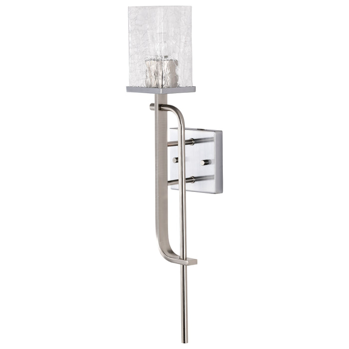 SATCO/NUVO Terrace 1 Light Wall Sconce Polished Nickel Finish Crackel Glass (60-7747)