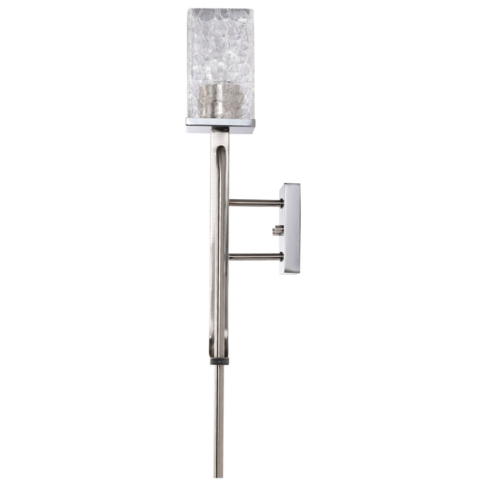 SATCO/NUVO Terrace 1 Light Wall Sconce Polished Nickel Finish Crackel Glass (60-7747)